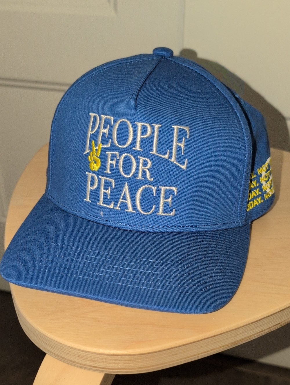 People For Peace Blue Baseball Cap with Yellow Accent